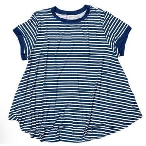 LuLaRoe Womens Top Size 2XL Erika Peacock Blue Stripes Swing Tunic XXL 2X NWT
